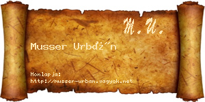 Musser Urbán névjegykártya